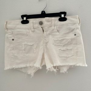 White EXPRESS low rise denim shorts, Size 0